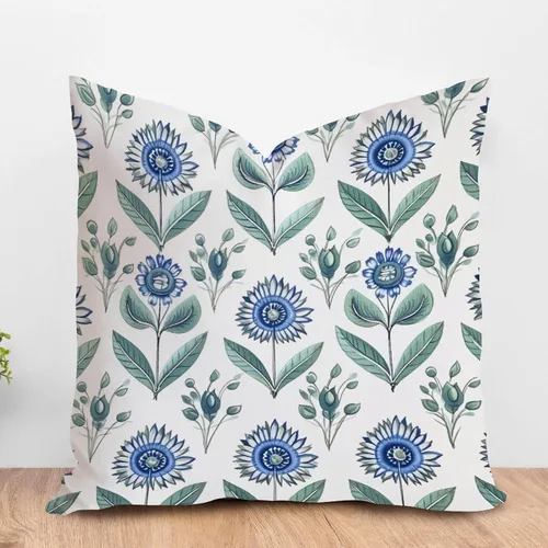 Vista 15 de ArogGeld Funda de cojín decorativa de flor de loto azul y verde pavo real, diseño botánico floral azul de loto azul, estilo asiático, chinoiserie