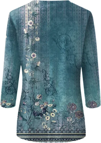 Vista 5 de Camiseta de manga 34 de verano de San PatricioSan Valentín para mujer, camiseta casual de manga tres cuartos para mujer, blusa de vacaciones