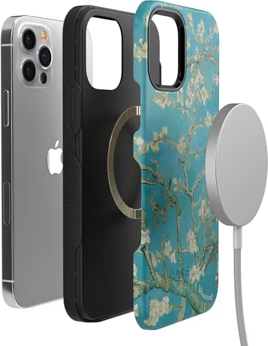 Vista 4 de Casely - Funda floral para iPhone 12/12 Pro Compatible con MagSafe Funda para teléfono de almendro en flor de Van Gogh