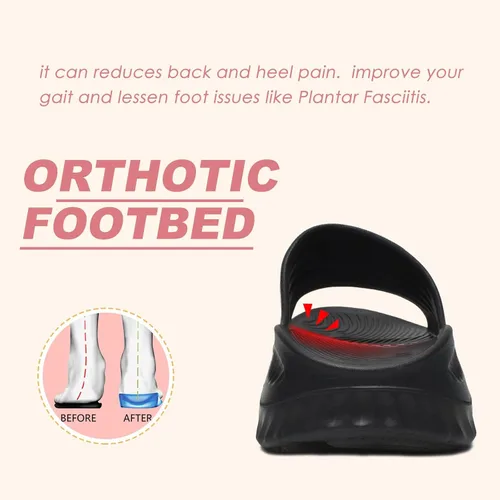 Vista 4 de KuaiLu Sandalias de recuperación para mujer con cómodo apoyo para fascitis plantar, sandalias deportivas ortopédicas con puntera abierta, cojín