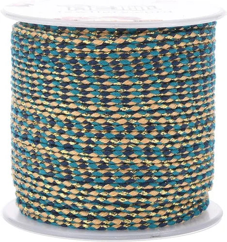 Vista 8 de Pandahall - Cuerda de macramé de 21.8 yardas con alambre dorado, de algodón de 4 capas hecha a mano, cuerda de macramé teñida torcida