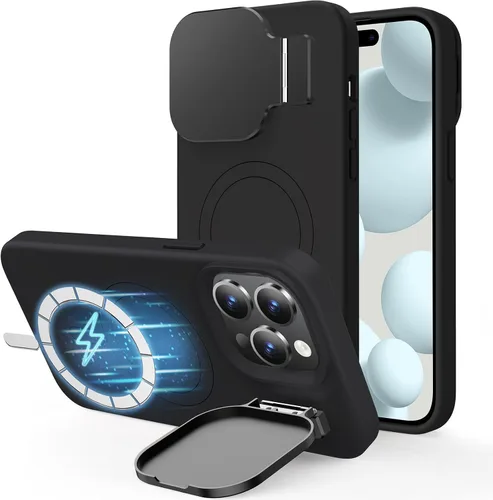 Vista 18 de Silverback Funda para iPhone 14 Pro Max con funda para cámara, compatible con MagSafe, con soporte integrado, funda magnética translúcida mate a