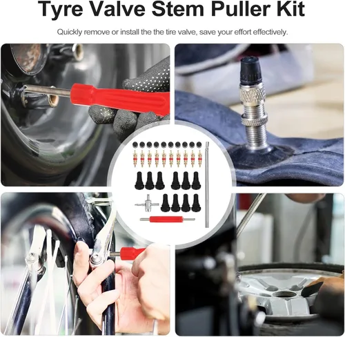 Vista 4 de Kichvoe Tire Core Installation Tool and Stem Remover Kit Auto Tire Repair Tools for Car Valve Core Replacement and Tyre Stem Installation
