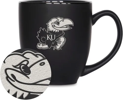 Vista 342 de Rico Industries - Taza de cerámica mate negra con grabado láser estándar de 15oz para NCAA (escuelas T & U) - Para bebidas calientes o frías