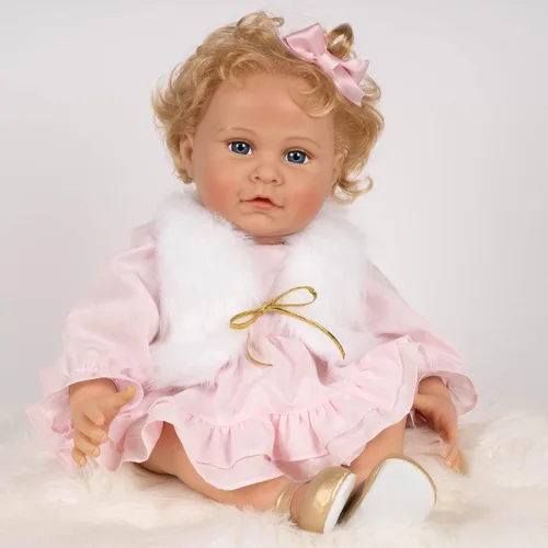 Vista 8 de Paradise Galleries Muñeca realista Reborn Baby Karen Scott Sculptor Designer Collection Muñeca de 20 pulgadas con vestido rosa con volantes, regalo