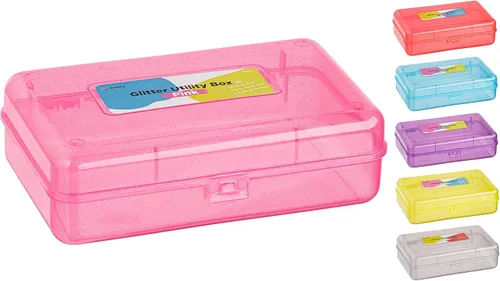 Vista 11 de Enday Caja de lápices de plástico con tapas de cierre a presión, color azul, pequeño organizador de suministros escolares y de oficina, también