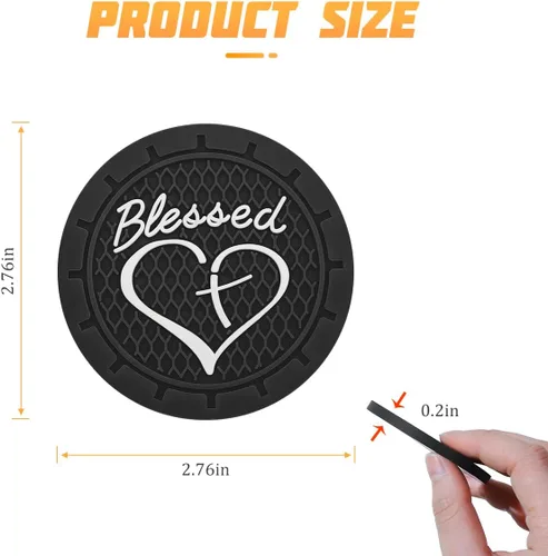 Vista 2 de AICEL Paquete de 4 posavasos para automóvil, inserto para portavasos de PVC suave de 7 cm, tapete antideslizante y a prueba de golpes cristiano