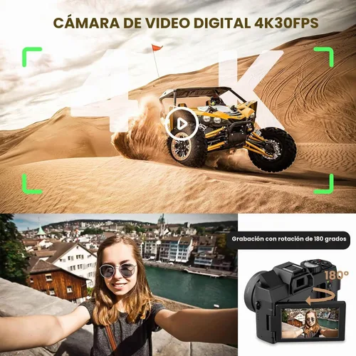 Vista 3 de Cámara digital para fotografía, cámara fotográfica de video con enfoque automático de 48 MP con WiFi Auto-Focus Vlog Cámara para YouTube