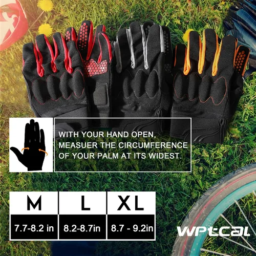 Vista 7 de WPTCAL Guantes de ciclismo para hombres y mujeres guantes de bicicleta antideslizantes con pantalla táctil completa guantes de ciclismo