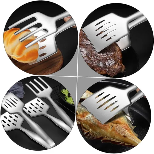 Vista 4 de 2 pinzas de carne para cocinar barbacoa multifuncional utensilios de cocina mango de bloqueo para asar a la parrilla servir