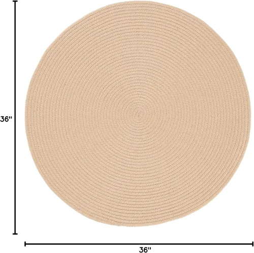 Vista 2 de SAFAVIEH Alfombra trenzada Collection – Alfombra redonda de 3 pies, color beige, hecha a mano, casa de campo, ideal para zonas de alto tráfico