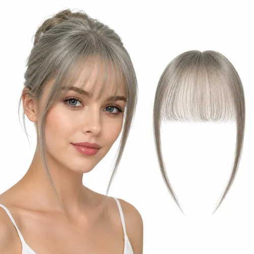 Vista 13 de Anemone - Cubrecabello humano de 10 pulgadas con flequillo francés para mujer, base de encaje para mujer, tuppe, ligero y lacio, parte media para 1b