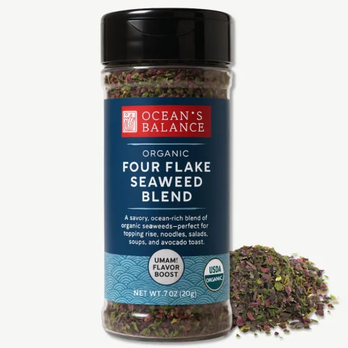 Vista 12 de Condimento Bonito Furikake de Ocean Balance - Condimento de algas marinas con algas de Maine Coast - Condimento saludable con sal de algas marinas
