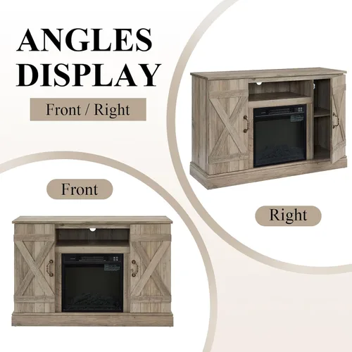 Vista 6 de LETESA Farmhouse Classic Media - Soporte de TV para TV de hasta 50 pulgadas, consola de TV de madera retro con armarios de almacenamiento abiertos