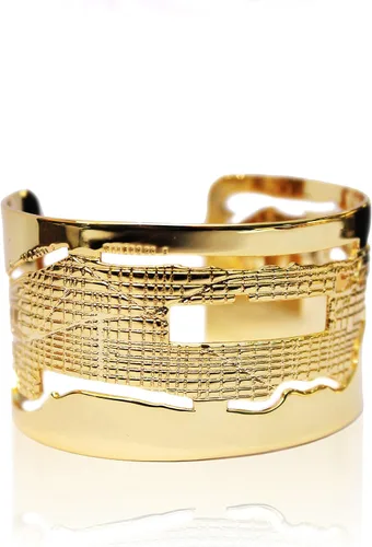 Vista 2 de Cristina Ramella, Brazalete New York Manhattan para mujer, 6.7 in, acero inoxidable chapado en oro de 24 quilates Joyería inspirada en el mundo
