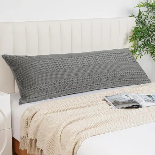 Vista 50 de PHF Fundas de almohada 100% algodón con tejido de gofre de 24 x 24 pulgadas, paquete de 2 fundas cuadradas para decoración elegante del hogar, sin