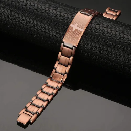 Vista 6 de MagEnergy Pulsera de cobre para hombre, 99.9% de cobre puro, pulsera magnética con imanes de doble fila, caja de joyería ajustable para la salud