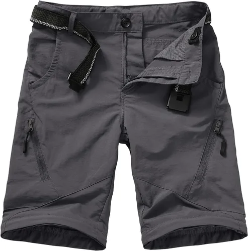 Vista 3 de Asfixiado Pantalones cargo para niños, casuales para exteriores, de secado rápido, impermeables, senderismo, escalada, convertibles