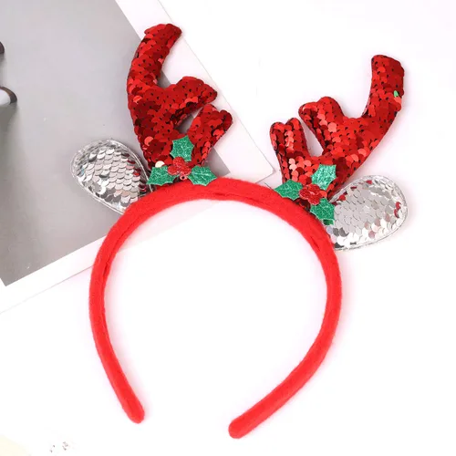 Vista 5 de Accesorios para el cabello de Navidad, fiesta de elfos, disfraz de cornamenta de reno de Navidad, diademas para fiestas de Navidad