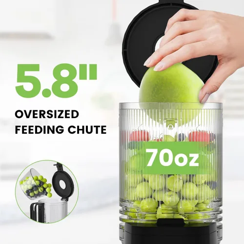 Vista 2 de EanOruus Cold Press Juicer, 5.8" Wide Feed Chute Juice Extractor Machine with 400W, High Juice Yield, Slow Masticating Juicer for Whole Vegetables &