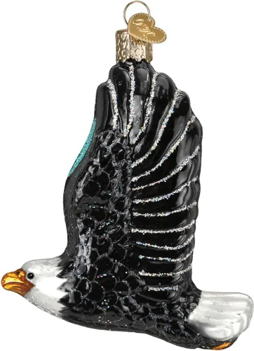Vista 3 de Old World Christmas - Adorno de vidrio soplado de águila en vuelo para árbol de Navidad, decoración de vacaciones hecha a mano, colección Bird
