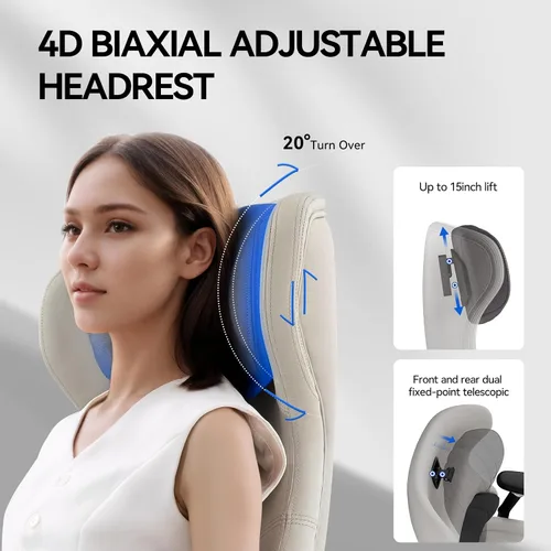 Vista 6 de EMIAH Silla de oficina ergonómica con reposapiés, silla de oficina reclinable con brazos ajustables y reposacabezas, silla de juegos de respaldo