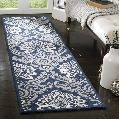 Vista 28 de SAFAVIEH Blossom Collection - Alfombra decorativa, 2 x 3 pies, azul y marfil, lana hecha a mano, ideal para zonas de alto tráfico en entrada, sala