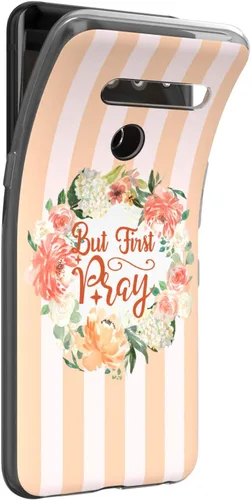 Vista 2 de Mertak Funda transparente compatible con LG Stylo 6 5 4 K61 K51S K41S K30 K20 Q70 Q60 But First Pray Cute Bible Floral Slim Cover Christian Flexible