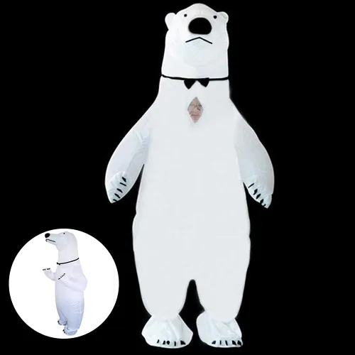 Vista 2 de ZISUEX Disfraz inflable de oso polar disfraz inflable de Halloween traje de fiesta juego de cosplay disfraz de oso polar regalo de Navidad oso polar