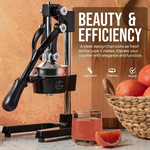 Vista 8 de Zulay Kitchen - Exprimidor de hierro fundido, exprimidor manual naranja, prensa de cítricos, color negro 01 - negro