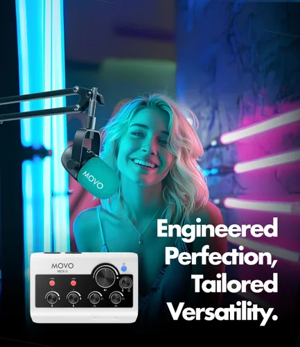 Vista 7 de Movo Paquete portátil de equipo de podcast para iPhone/teléfonos Android - Kit de podcast con interfaz de audio, 2 micrófonos dinámicos CastMic, 2