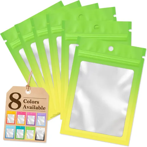 Vista 13 de Funfery Paquete de 100 bolsas resellables de Mylar transparentes, bolsas de embalaje degradadas para almacenamiento de alimentos, pequeñas empresas