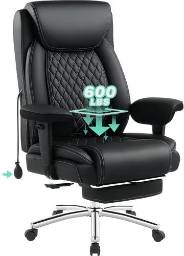 Vista 9 de 600LBS Large Heavy Duty Office Chair with 5D Flip Arms,Comfy Big and Tall Executive Office Desk Chair with Pocket Spring Cushion,High Back Computer