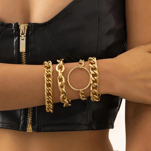 Vista 104 de Long tiantian Pulsera de oro gruesa para mujer, pulseras de oro delicadas, pulseras para mujer, pulseras apilables de eslabones de cadena