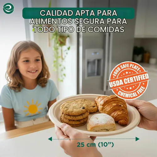 Vista 2 de ECO SOUL Platos de papel de bagazo desechables de 10 pulgadas