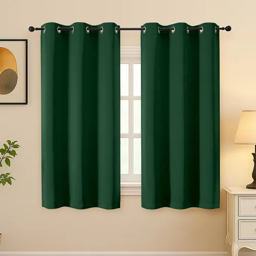 Vista 193 de Simplebrand Juego de 2 paneles de cenefa aguamarina para ventana de cocina de 14 pulgadas de largo, cortinas de oscurecimiento de habitación