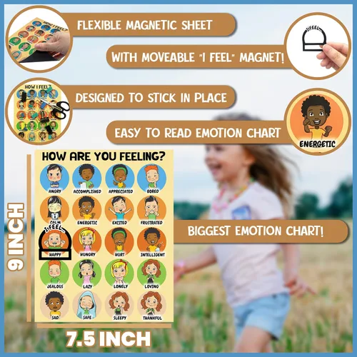 Vista 3 de L Learning Toy Boxes Tabla magnética de sentimientos y emociones para niños How I Am Feeling Emotion Imanes Feeling Poster Daily Mood Behavior Chart