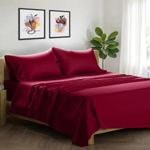 Vista 30 de XOOX Linen Juego de 4 fundas de almohada de algodón egipcio, tamaño Queen, fundas de almohada de lujo de 1500 hilos de alto tamaño estándar