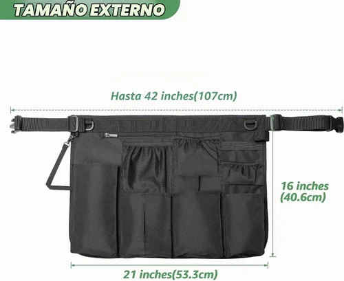 Vista 5 de LoDrid Delantal de limpieza para limpieza con 9 bolsillos, bolsa de limpieza con cinturón ajustable, delantal de suministros de limpieza profesional