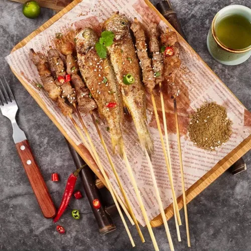 Vista 2 de Fu Store Brochetas de bambú de 6 pulgadas, paquete de 100 palitos de bambú, brochetas Shish Kabob, parrilla, aperitivo, fruta, maíz, fuente