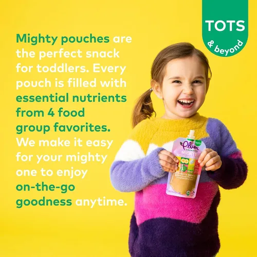 Vista 5 de Plum Organics Mighty Builder Alimento Orgánico para Niños Pequeños - Plátano, Frijol Blanco, Fresa y Chía - Bolsa de 4 oz (Paquete de 12) – Bolsa