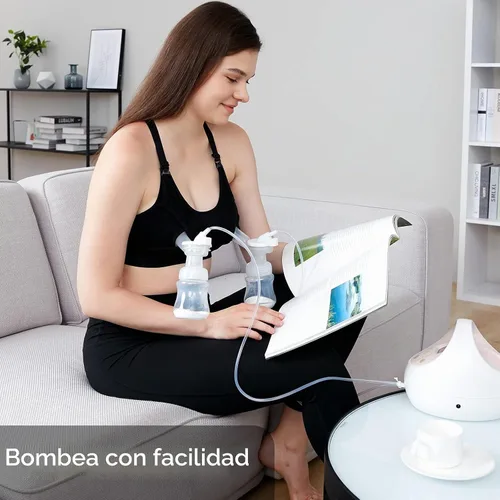 Vista 7 de Brasier de extracción manos libres, cómodo brasier de extractor de leche con almohadillas, brasier de lactancia ajustable para bombeo. Se adapta a