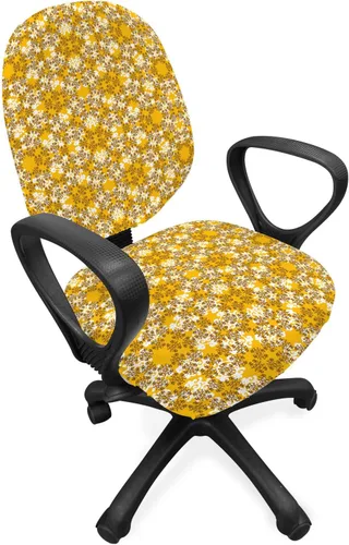 Vista 29 de Lunarable Funda para silla de oficina tribal, diseño azteca, nativo americano, geométrico, simbolismo étnico con espirales de triángulos, elástico