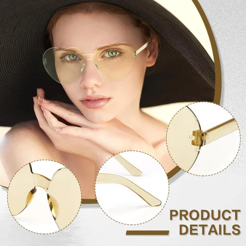 Vista 129 de Lentes de sol con forma de corazón, 2 pares de lentes de sol en forma de corazón, gafas de sol rave para mujeres, regalos de fiesta