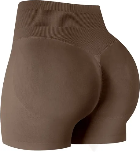 Vista 25 de ATHVOTAR Pantalones cortos de gimnasio para entrenamiento para mujeres, cintura alta sin costuras que levantan y fruncen los glúteos, pantalones