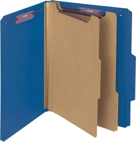 Vista 4 de Smead Carpeta de archivos de clasificación PressGuard con cierres SafeSHIELD, 2 divisores, expansión de 2 pulgadas, tamaño carta, azul, 10 por caja