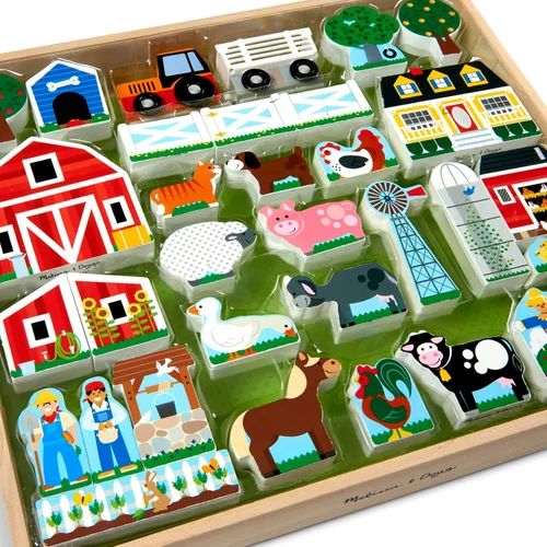 Vista 7 de Melissa & Doug Juego de granja y tractor de madera (33 piezas)
