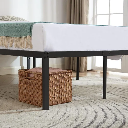 Vista 9 de VECELO Base de cama alta de plataforma de metal tamaño Queen de 18 pulgadas, listones de acero resistente, base de colchón de fácil montaje,