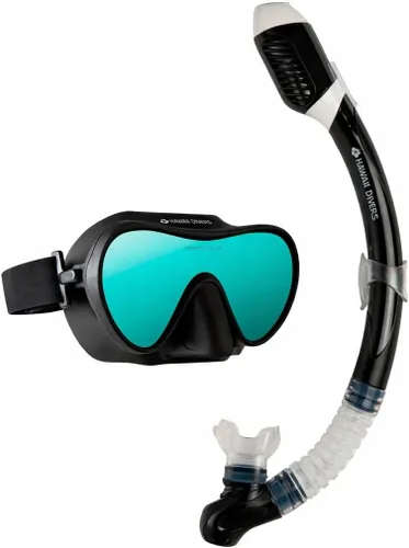 Vista 2 de Hawaii Divers Deep Sea Mirrored Adult Scuba Set - Includes Mask, Snorkel, Fins, Carry Bag