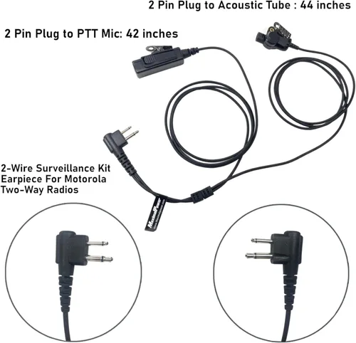 Vista 3 de MaximalPower Kit de vigilancia de auriculares de tubo acústico con PTT y con aplicación de Kevlar dentro del cable compatible con radios